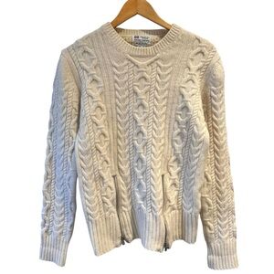 Resume Company Cream Cable Knit 80% Wool Sweater Zipper Detail Size Medium‎